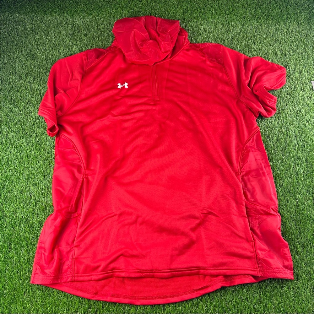 Under Armour UA Command Short Sleeve Hoodie Red White Men's 4XL 1360690-600 NWT